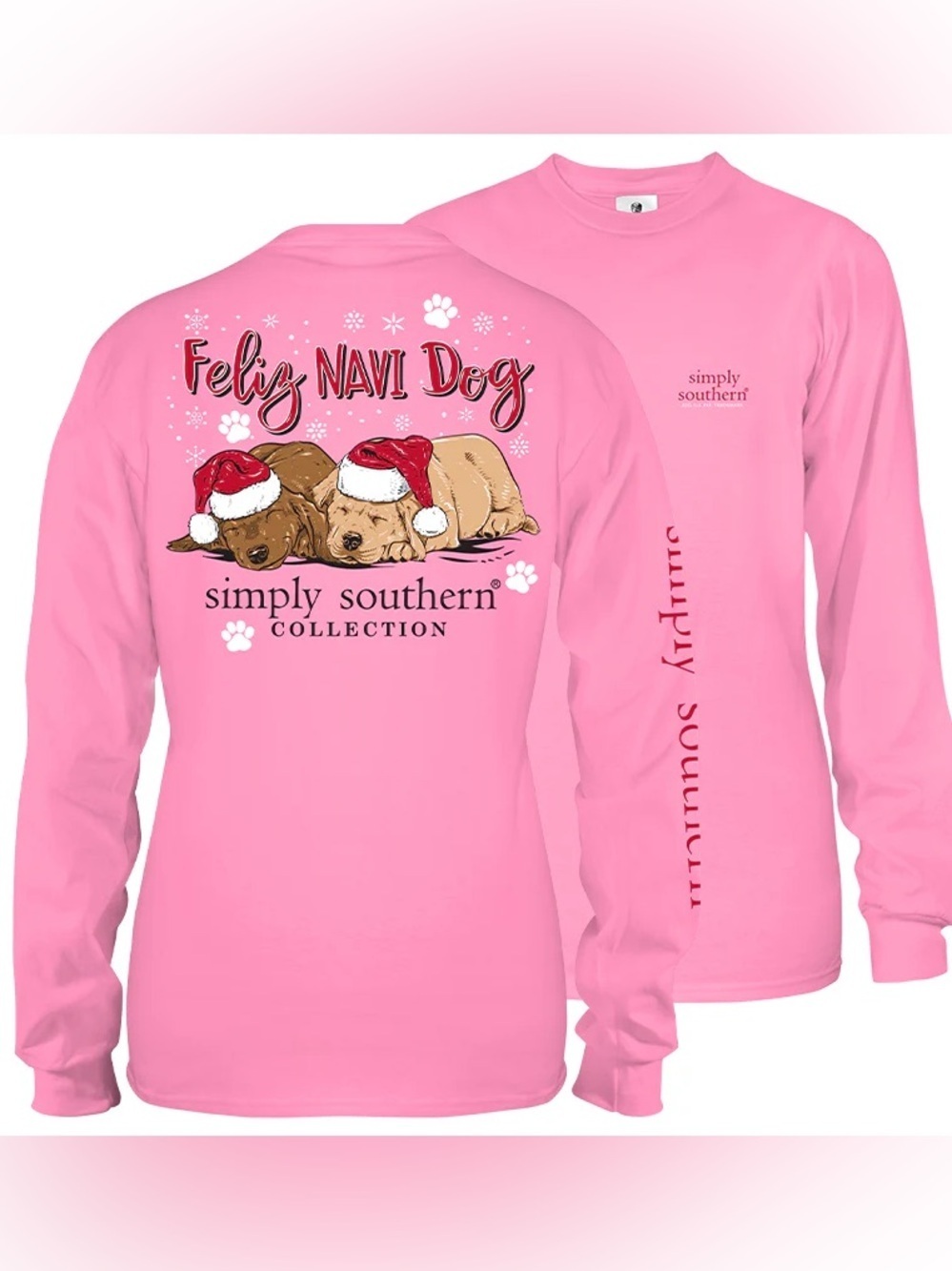 ✨Simply Southern Pink Holiday Puppy Long Sleeve Tee✨